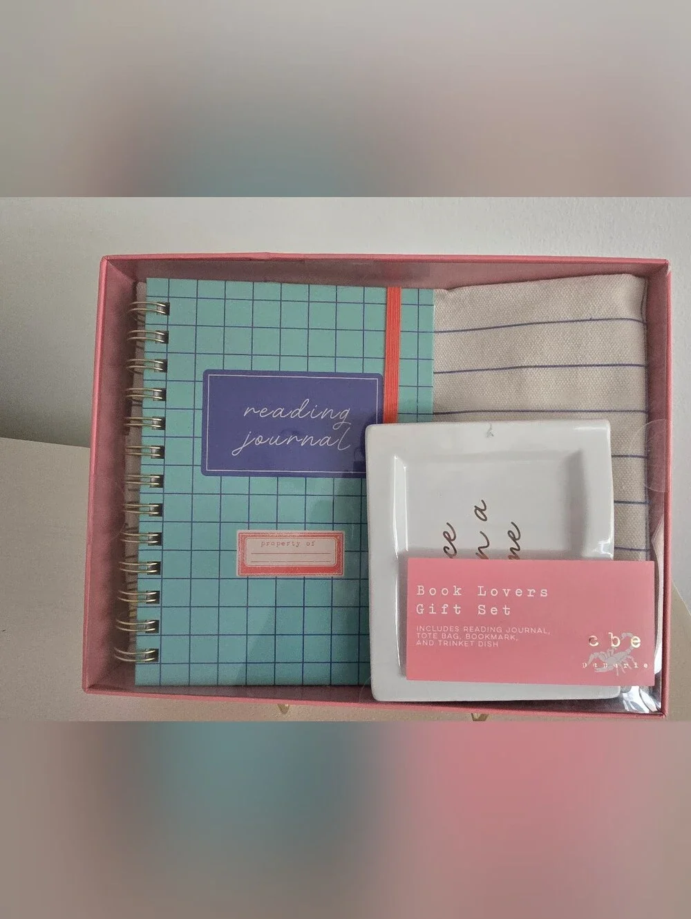 Reading Journal Gift Set in Mint Or Pink